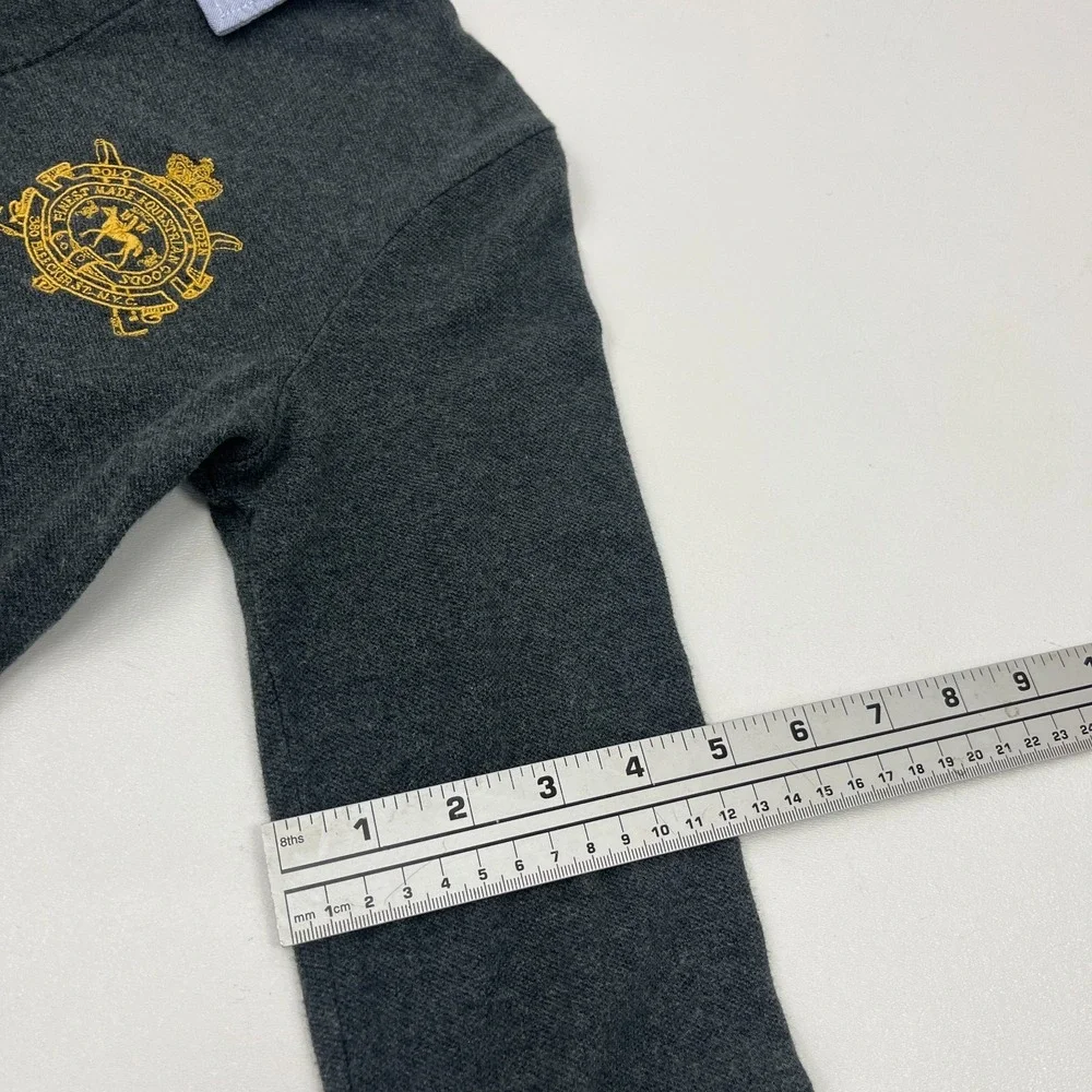 Vintage Ralph Lauren Shirt Dress Crest Cotton Polo L/S Size S Gray Y2K Preppy